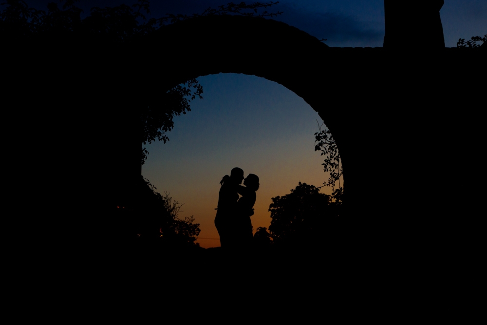 silhouette of bride and groom bride and groom together outside 