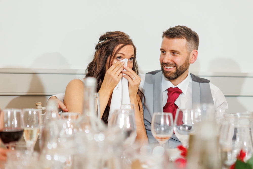 bride and grooms reaction to speeches 