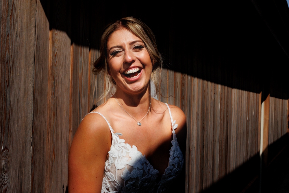 bride smiling and laughing 