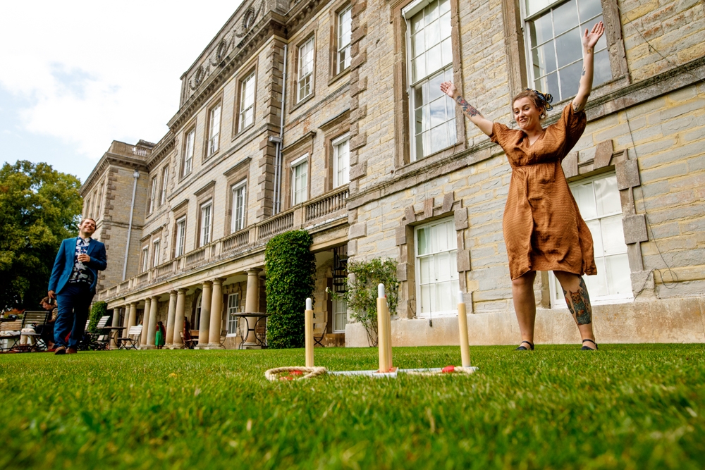 guests playing garden games