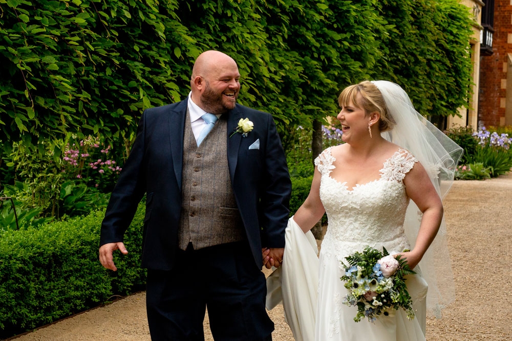 bride and groom walking 