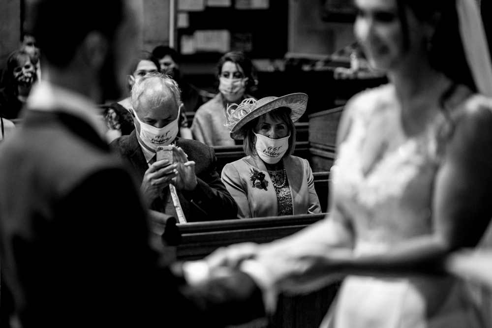 mother of the bride crying during ceremony