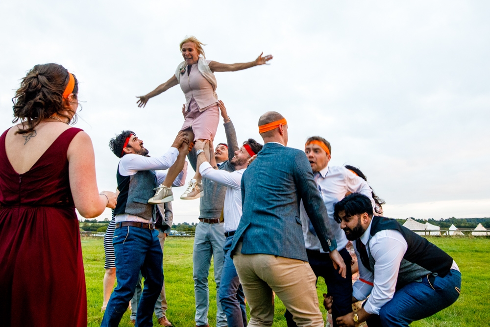 brides mum being thrown in the air