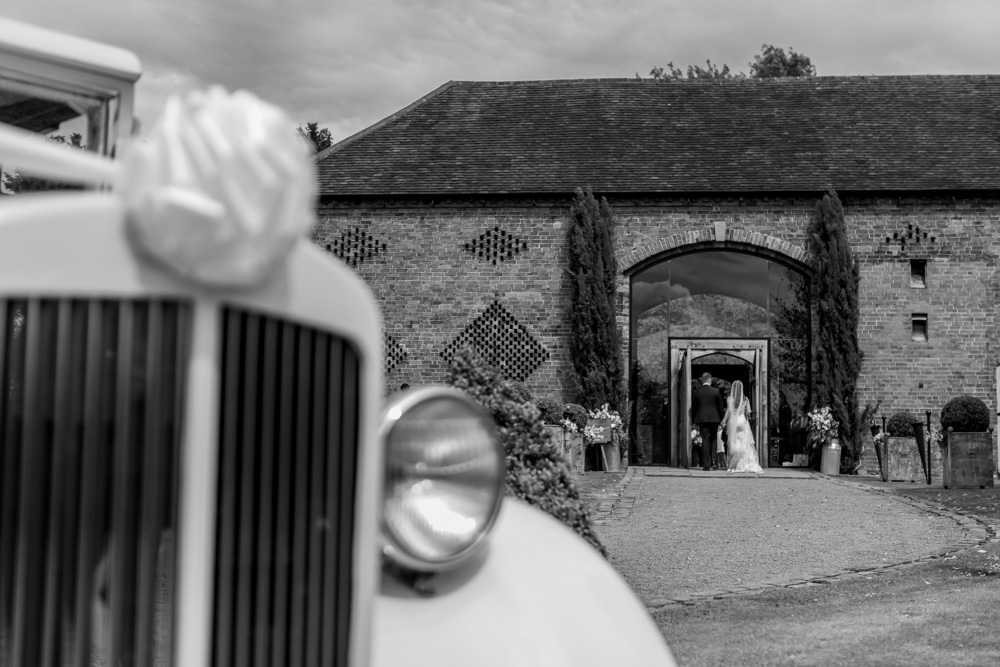 the car and the ceremony venue 