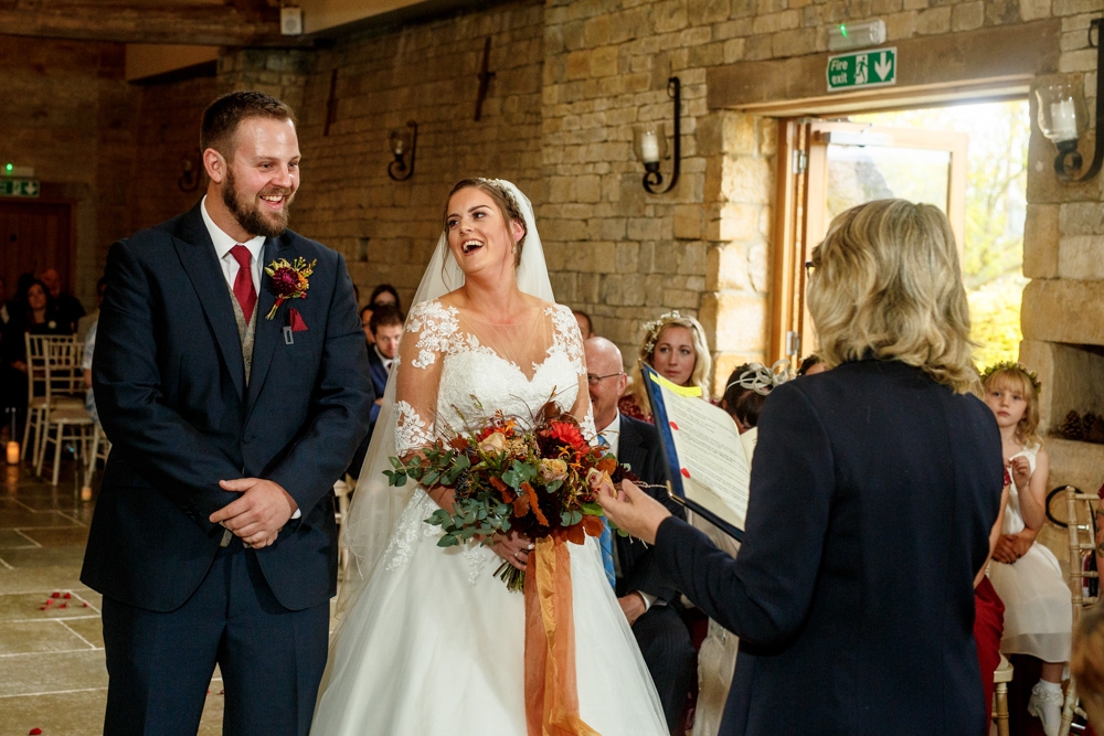 bride and groom during wedding vows