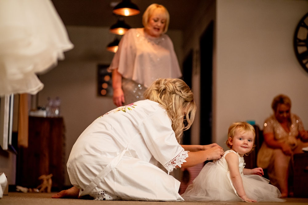 flower girl getting ready