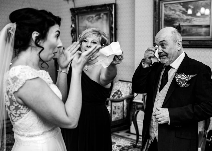 brie and father of the bride shedding a tear